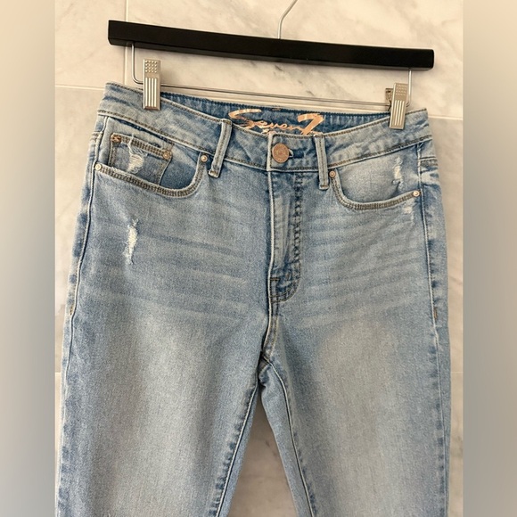 Seven 7 Jeans Womens Size 2 Flare Slim Light Blue High Distressed Felicity - Picture 7 of 9
